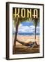 Kona, Hawaii - Hammock and Palms-Lantern Press-Framed Art Print