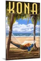 Kona, Hawaii - Hammock and Palms-Lantern Press-Mounted Art Print