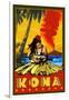 Kona, Hawaii - Hula Girl and Ukulele-Lantern Press-Framed Art Print