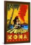 Kona, Hawaii - Hula Girl and Ukulele-Lantern Press-Framed Art Print