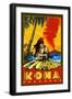 Kona, Hawaii - Hula Girl and Ukulele-Lantern Press-Framed Art Print