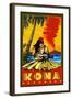 Kona, Hawaii - Hula Girl and Ukulele-Lantern Press-Framed Art Print