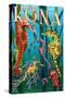 Kona, Hawaii - Seahorses-Lantern Press-Stretched Canvas