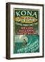 Kona, Hawaii - Surf Shop-Lantern Press-Framed Art Print