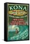 Kona, Hawaii - Surf Shop-Lantern Press-Framed Stretched Canvas