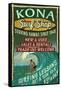 Kona, Hawaii - Surf Shop-Lantern Press-Framed Stretched Canvas