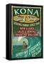 Kona, Hawaii - Surf Shop-Lantern Press-Framed Stretched Canvas