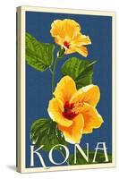 Kona, Hawaii - Yellow Hibiscus-Lantern Press-Stretched Canvas