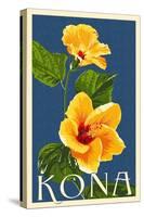 Kona, Hawaii - Yellow Hibiscus-Lantern Press-Stretched Canvas