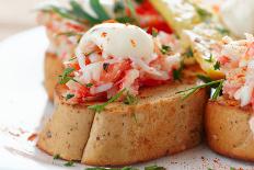 Crab Meat with Toast, Sauce and Fresh Herbs, Close-Up-Kondor83-Photographic Print