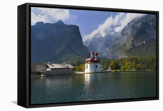 Konigsee lake St Bartholomeo Bavaria Germany-Charles Bowman-Framed Stretched Canvas