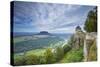 Konnigstein Fortress and Elbe River, Saxon Switzerland National Park, Saxony, Germany-Jon Arnold-Stretched Canvas