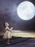 Fairy Portrait of a Little Cute Girl with a Moony Balloon-Konrad B?k-Framed Photographic Print