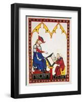 Konrad Von Wurzburg, Who Died in 1287, Dictates to a Scribe. Fol. 383R. Codex Manesse (Ca.1300)-null-Framed Giclee Print