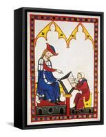 Konrad Von Wurzburg, Who Died in 1287, Dictates to a Scribe. Fol. 383R. Codex Manesse (Ca.1300)-null-Framed Stretched Canvas