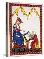 Konrad Von Wurzburg, Who Died in 1287, Dictates to a Scribe. Fol. 383R. Codex Manesse (Ca.1300)-null-Stretched Canvas