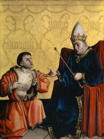 Antipater Kneeling before Juilus Caesar from the Heilspiegel Altarpiece, C.1435
