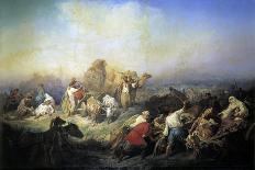 Russian Cossacks Attack French Troops in Transit-Konstantin Nikolayevich Filippov-Mounted Giclee Print