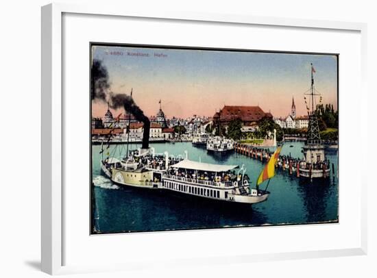 Konstanz Bodensee, Blick in Den Hafen, Dampfer-null-Framed Giclee Print