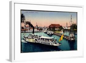 Konstanz Bodensee, Blick in Den Hafen, Dampfer-null-Framed Giclee Print