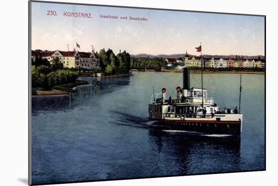 Konstanz Bodensee, Inselhotel Und Seestraße,Dampfer-null-Mounted Giclee Print