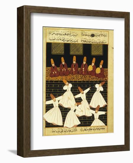 Konya Whirling Dervishes Ritual, 16th Century, Ottoman Miniature of the Anatolian School-null-Framed Premium Giclee Print