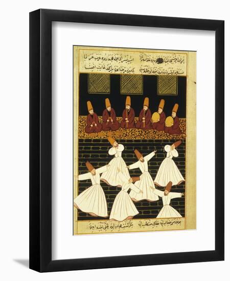 Konya Whirling Dervishes Ritual, 16th Century, Ottoman Miniature of the Anatolian School-null-Framed Premium Giclee Print