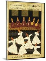 Konya Whirling Dervishes Ritual, 16th Century, Ottoman Miniature of the Anatolian School-null-Mounted Premium Giclee Print