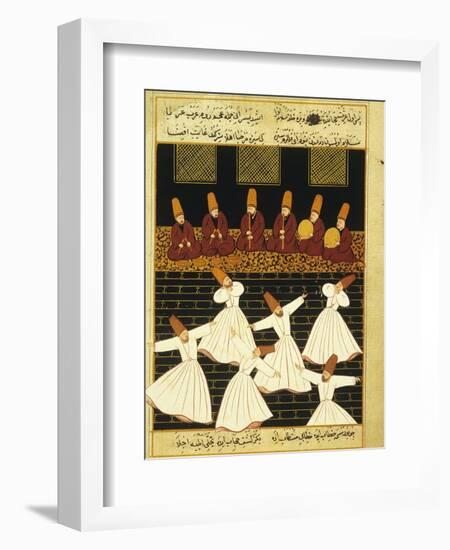 Konya Whirling Dervishes Ritual, 16th Century, Ottoman Miniature of the Anatolian School-null-Framed Giclee Print