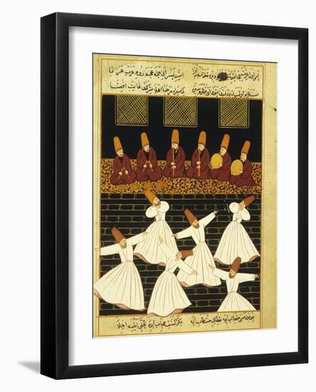 Konya Whirling Dervishes Ritual, 16th Century, Ottoman Miniature of the Anatolian School-null-Framed Giclee Print