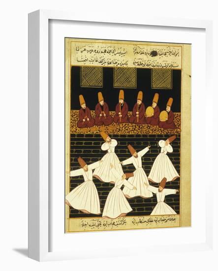 Konya Whirling Dervishes Ritual, 16th Century, Ottoman Miniature of the Anatolian School-null-Framed Giclee Print