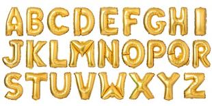 English Alphabet from Golden Balloons-koosen-Laminated Photographic Print