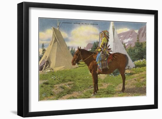 Kootenai Indian and Tepees, Montana-null-Framed Art Print