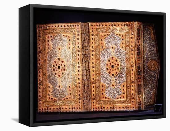 Koran Cover Belonging to Sultan Murad III, Gold with Rubies, Emeralds and Diamonds, 1588-null-Framed Stretched Canvas