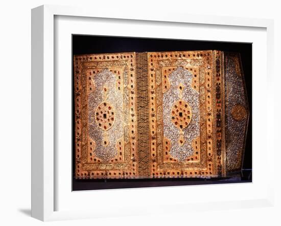 Koran Cover Belonging to Sultan Murad III, Gold with Rubies, Emeralds and Diamonds, 1588-null-Framed Photographic Print