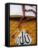 Koran, Rosary and Allah Calligraphy, Paris, France, Europe-Godong-Framed Stretched Canvas