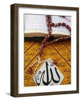 Koran, Rosary and Allah Calligraphy, Paris, France, Europe-Godong-Framed Photographic Print