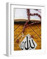 Koran, Rosary and Allah Calligraphy, Paris, France, Europe-Godong-Framed Photographic Print