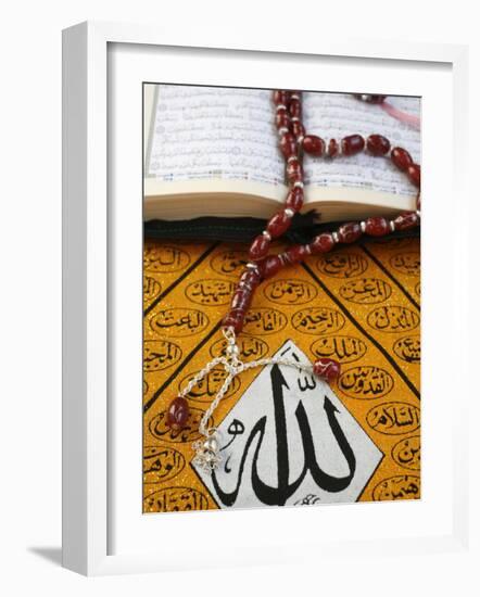Koran, Rosary and Allah Calligraphy, Paris, France, Europe-Godong-Framed Photographic Print