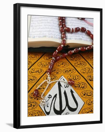 Koran, Rosary and Allah Calligraphy, Paris, France, Europe-Godong-Framed Photographic Print