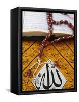 Koran, Rosary and Allah Calligraphy, Paris, France, Europe-Godong-Framed Stretched Canvas