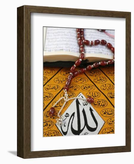 Koran, Rosary and Allah Calligraphy, Paris, France, Europe-Godong-Framed Photographic Print