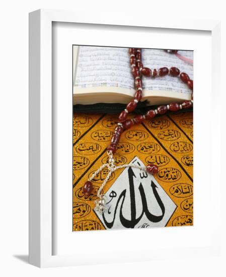 Koran, Rosary and Allah Calligraphy, Paris, France, Europe-Godong-Framed Photographic Print