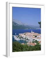 Korcula Island, Town Skyline and Coastline, Korcula, Adriactic Islands, Croatia-Steve Vidler-Framed Photographic Print