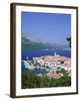 Korcula Island, Town Skyline and Coastline, Korcula, Adriactic Islands, Croatia-Steve Vidler-Framed Photographic Print