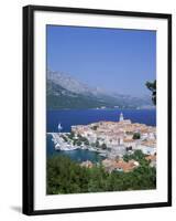 Korcula Island, Town Skyline and Coastline, Korcula, Adriactic Islands, Croatia-Steve Vidler-Framed Photographic Print