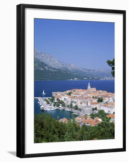 Korcula Island, Town Skyline and Coastline, Korcula, Adriactic Islands, Croatia-Steve Vidler-Framed Photographic Print