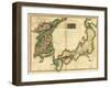 Korea and Japan - Panoramic Map-Lantern Press-Framed Art Print