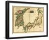 Korea and Japan - Panoramic Map-Lantern Press-Framed Art Print