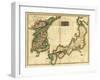 Korea and Japan - Panoramic Map-Lantern Press-Framed Art Print